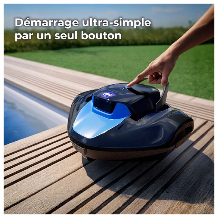 Robot de piscine - GRE - Moovo TM 90 - a batterie - Piscines hors-sol - Jusqu'a 9 m de longueur/80 m² - Autonomie 90 min - 2 L