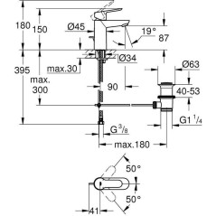 Mitigeur lavabo - GROHE - BauEdge - Monocommande - Taille S