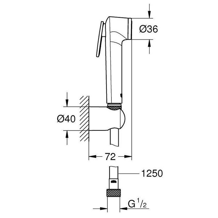 Ensemble de douche 1 jet avec support mural GROHE Vitalio Trigger Spray 30 Chromé Ensemble de douche 1 jet avec support mural GROHE Vitalio Trigger Spray 30 Chromé