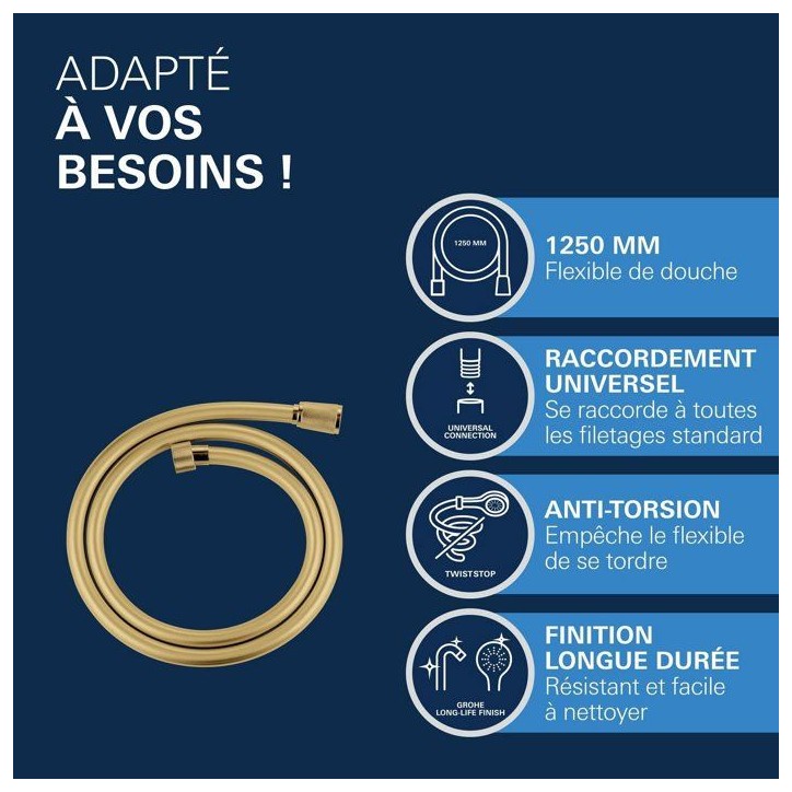 Flexible de douche - GROHE - Silverflex TwistStop