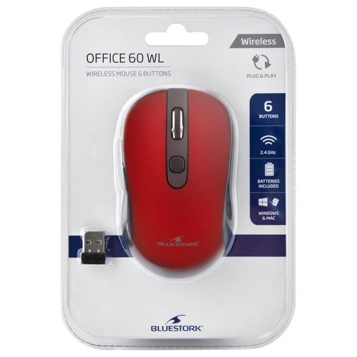 Souris Sans Fil - BLUESTORK - OFFICE 60 - PC/MAC - Rouge Souris Sans Fil - BLUESTORK - OFFICE 60 - PC/MAC - Rouge