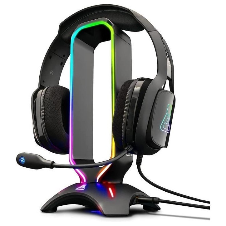 Support pour Casque Gamer - The G-Lab - K-STAND RADON - RGB - USB - Noir Support pour Casque Gamer - The G-Lab - K-STAND RADON - RGB - USB - Noir