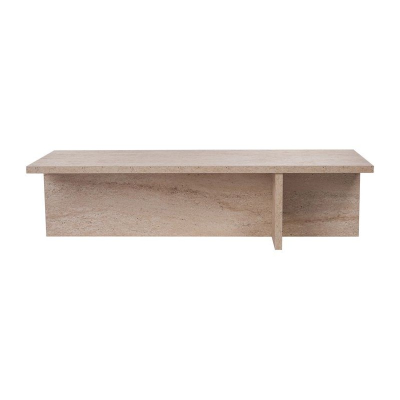 Table basse - HARBOR - Travertine - Rectangulaire - Panneaux mélamin