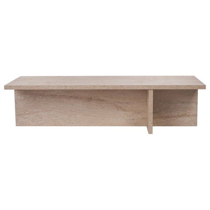 Table basse - HARBOR - Travertine - Rectangulaire - Panneaux mélaminés - Travertin - Style moderne - Sur pieds - 120x45x30 cm