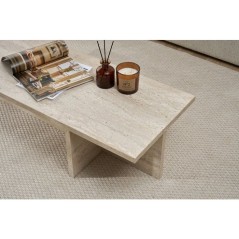 Table basse - HARBOR - Travertine - Rectangulaire - Panneaux mélamin