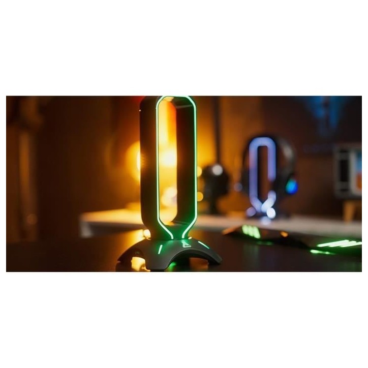 Support pour Casque Gamer - The G-Lab - K-STAND RADON - RGB - USB - Noir Support pour Casque Gamer - The G-Lab - K-STAND RADON - RGB - USB - Noir