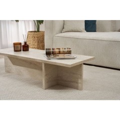 Table basse - HARBOR - Travertine - Rectangulaire - Panneaux mélamin