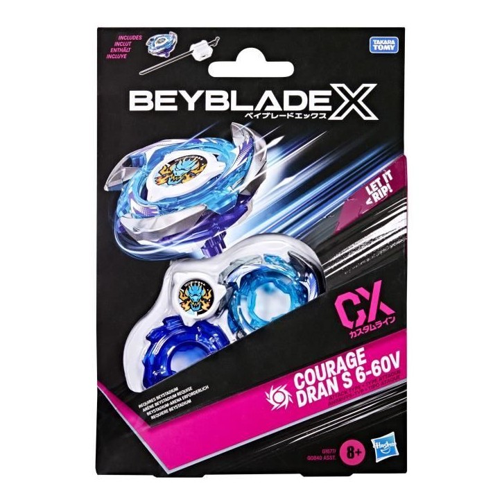 Beyblade X, Starter Pack Courage Dran S 6-60V CX avec toupie de type attaque et lanceur, a partir de 8 ans Beyblade X, Starter Pack Courage Dran S 6-60V CX avec toupie de type attaque et lanceur, a partir de 8 ans