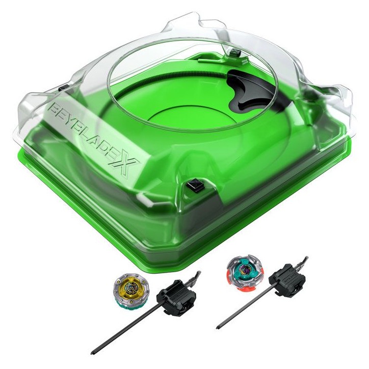 Beyblade X Set de combat Attaque sournoise avec arene Beystadium, 2 toupies de compétition a rotation droite, 2 lanceurs, des Beyblade X Set de combat Attaque sournoise avec arene Beystadium, 2 toupies de compétition a rotation droite, 2 lanceurs, des