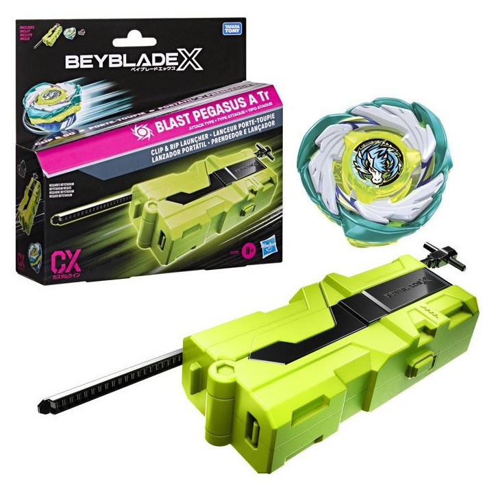 Beyblade X, Lanceur porte-toupie avec toupie Takara Tomy a rotation droite de type attaque, toupies de compétition, des 8 ans