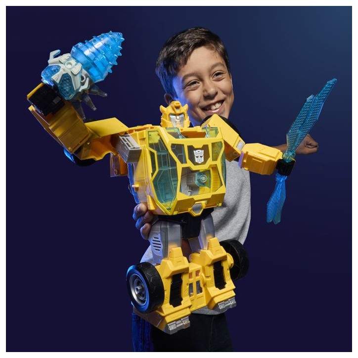 Figurine Bumblebee L'étincelle de puissance de 28 cm avec sons et lumieres, conversion rapide, Transformers CYBERWORLD, des 6