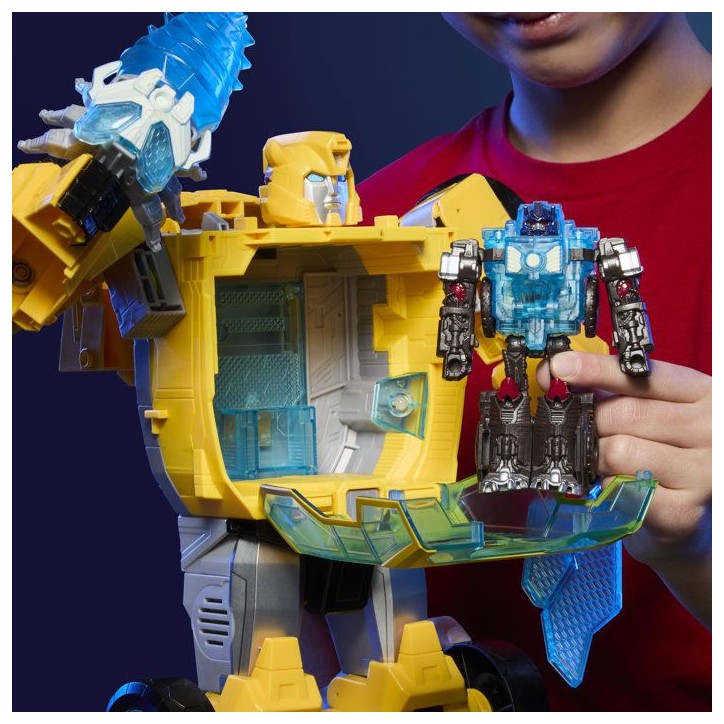 Figurine Bumblebee L'étincelle de puissance de 28 cm avec sons et lumieres, conversion rapide, Transformers CYBERWORLD, des 6