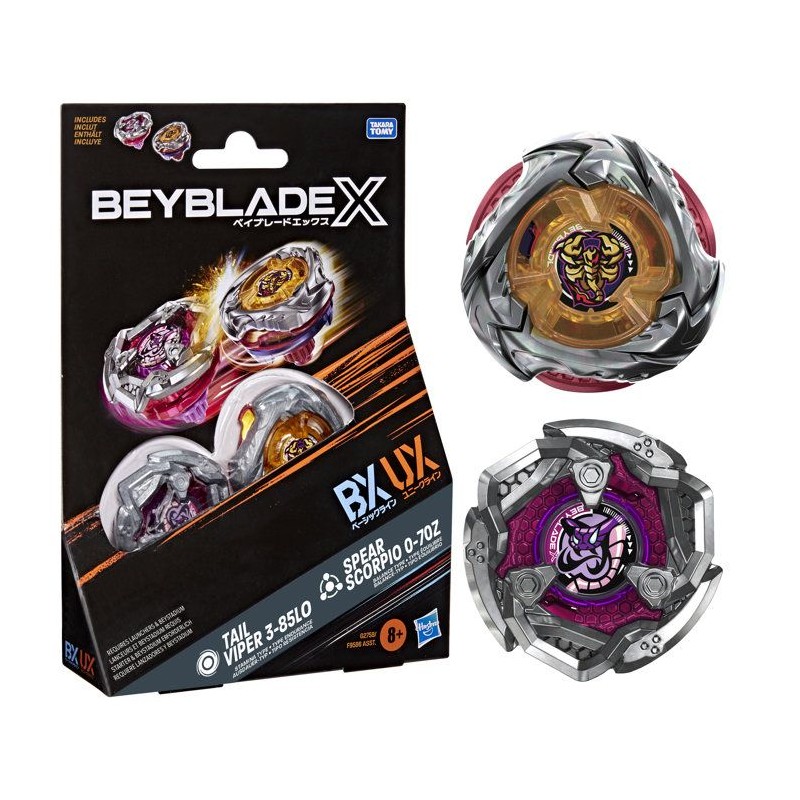 Beyblade X Dual Pack Spear Scorpio 0-70Z UX et Tail Viper 3-85LO BX, 2