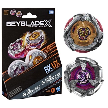Beyblade X Dual Pack Spear Scorpio 0-70Z UX et Tail Viper 3-85LO BX, 2