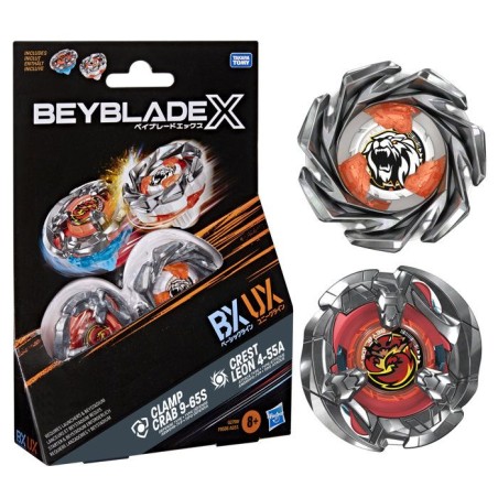 Beyblade X Dual Pack Clamp Crab 9-65S BX et Crest Leon 4-55A UX, 2 to