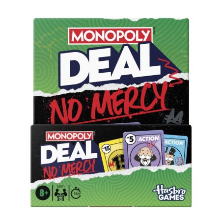 Monopoly Deal No Mercy, Pas de quartier, Jeu de cartes rapide 15 min,