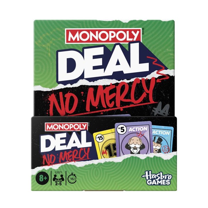 Monopoly Deal No Mercy, Pas de quartier, Jeu de cartes rapide 15 min, Hasbro Games, Des 8 ans