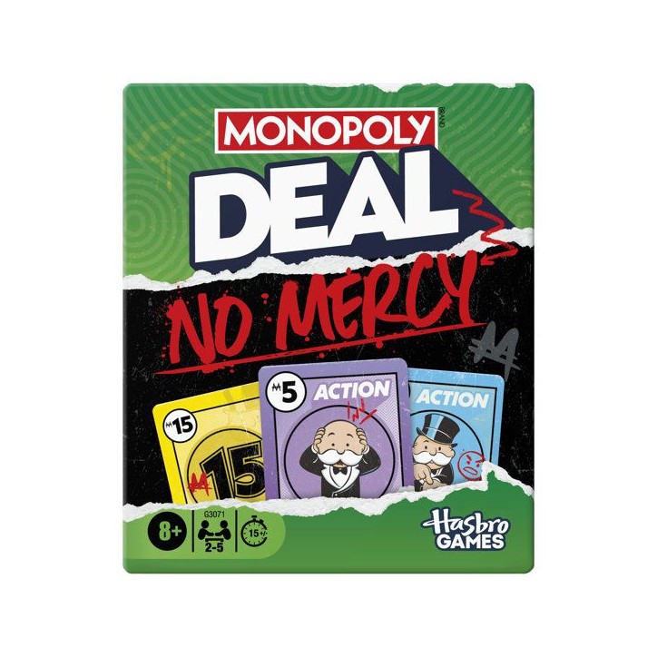 Monopoly Deal No Mercy, Pas de quartier, Jeu de cartes rapide 15 min, Hasbro Games, Des 8 ans
