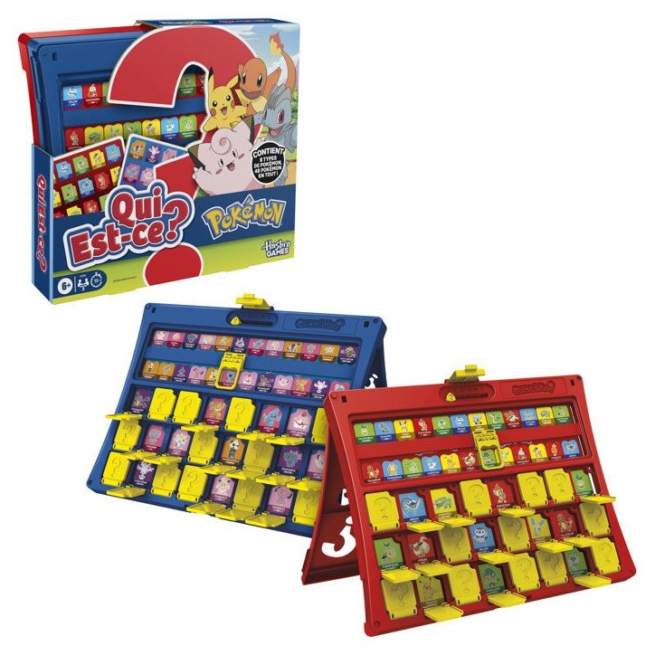 Qui est-ce ? édition Pokémon, 48 Pokémon, jeu de plateau familial compact et amusant pour enfants, 2 joueurs, 15 min, des