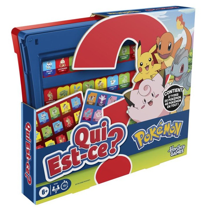 Qui est-ce ? édition Pokémon, 48 Pokémon, jeu de plateau familial compact et amusant pour enfants, 2 joueurs, 15 min, des