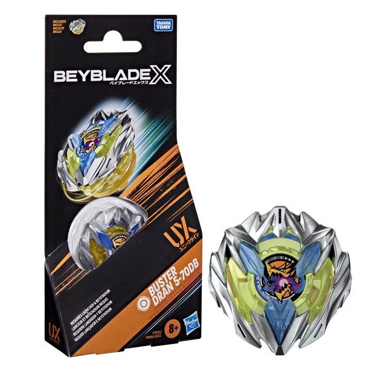 Beyblade X Booster Pack Buster Dran 5-70DB UX avec toupie de type endurance, toupies de combat authentiques Takara Tomy des 8 a Beyblade X Booster Pack Buster Dran 5-70DB UX avec toupie de type endurance, toupies de combat authentiques Takara Tomy des 8 a