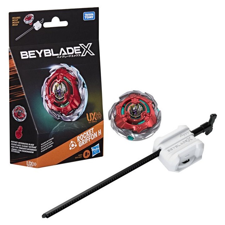 Beyblade X Starter Pack Rocket Griffon H UX Infinity, toupie Takara Tomy de type équilibre et lanceur, toupies de compétition, Beyblade X Starter Pack Rocket Griffon H UX Infinity, toupie Takara Tomy de type équilibre et lanceur, toupies de compétition,
