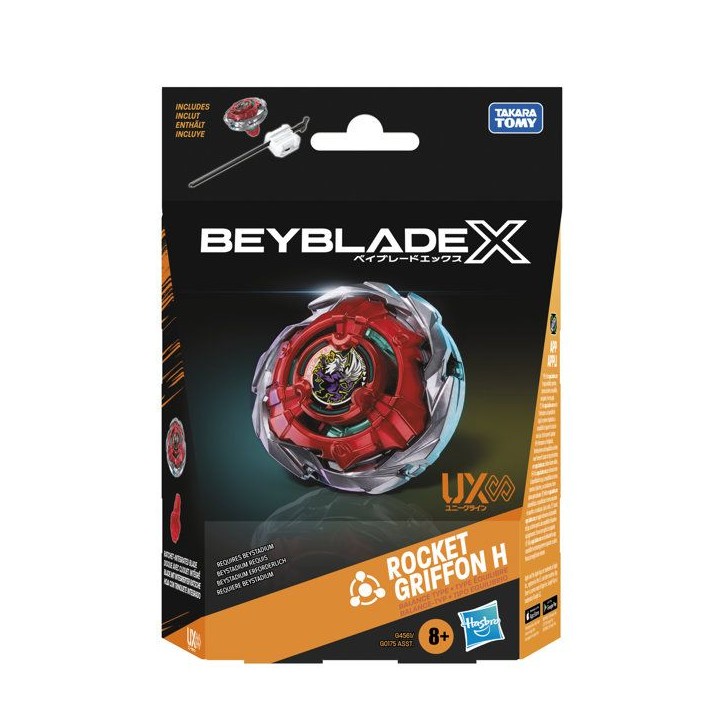 Beyblade X Starter Pack Rocket Griffon H UX Infinity, toupie Takara Tomy de type équilibre et lanceur, toupies de compétition, Beyblade X Starter Pack Rocket Griffon H UX Infinity, toupie Takara Tomy de type équilibre et lanceur, toupies de compétition,
