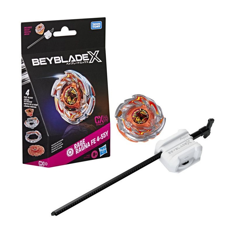 Beyblade X Starter Pack Rage Ragna FE 4-55Y CX Infinity, toupie de typ