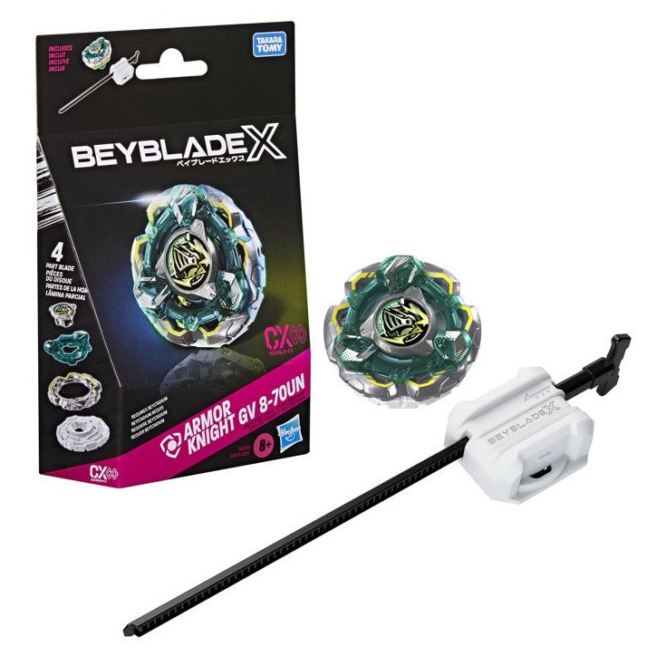 Beyblade X Starter Pack Fortress Knight GV 8-70UN CX Infinity, toupie de type défense avec lanceur, toupies de compétition, de Beyblade X Starter Pack Fortress Knight GV 8-70UN CX Infinity, toupie de type défense avec lanceur, toupies de compétition, de