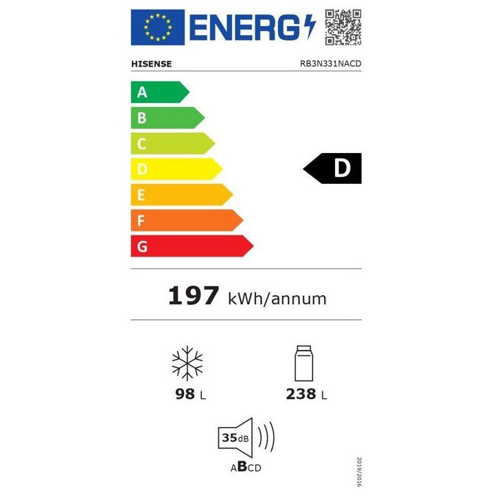 Réfrigérateur combiné congélateur bas - HISENSE - RB3N331NACD - 2 portes - 336 L - 185x60x66 cm - Inox Réfrigérateur combiné congélateur bas - HISENSE - RB3N331NACD - 2 portes - 336 L - 185x60x66 cm - Inox