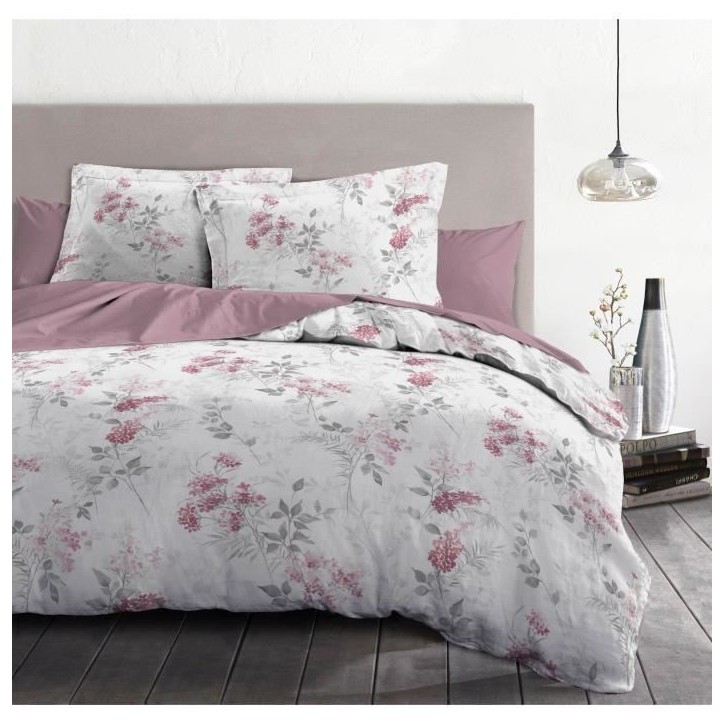 Parure de couette 220x240 cm HOME LINGE PASSION POMPADOUR : Housse de couette + 2 taies d'oreiller - 100% Coton 57 Fils - Parure de couette 220x240 cm HOME LINGE PASSION POMPADOUR : Housse de couette + 2 taies d'oreiller - 100% Coton 57 Fils -