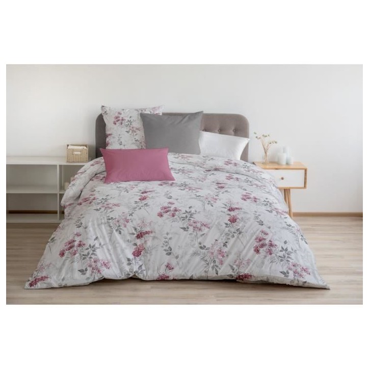 Parure de couette 220x240 cm HOME LINGE PASSION POMPADOUR : Housse de couette + 2 taies d'oreiller - 100% Coton 57 Fils - Parure de couette 220x240 cm HOME LINGE PASSION POMPADOUR : Housse de couette + 2 taies d'oreiller - 100% Coton 57 Fils -