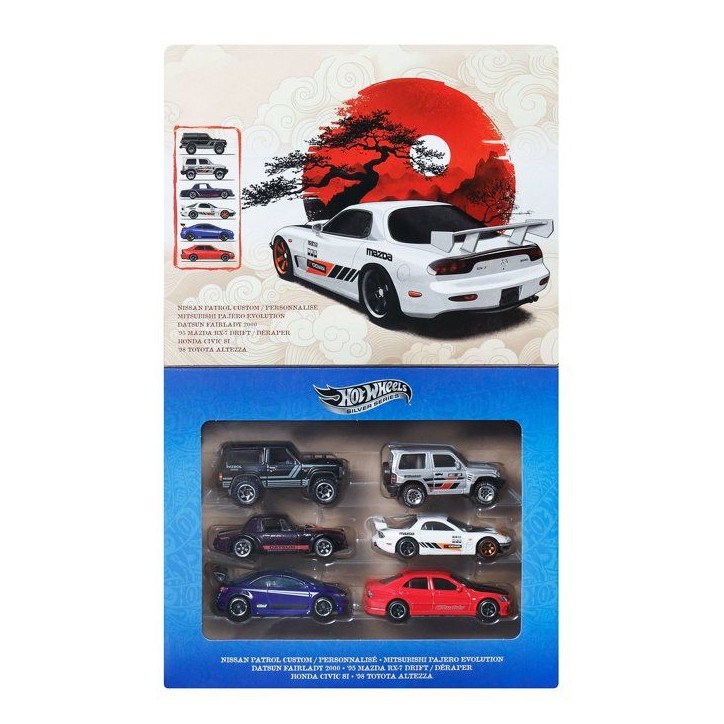 Coffret véhicules miniatures - HOT WHEELS - Street of Japan - Pack de 6 véhicules - Échelle 1/64 - Métal moulé - Multicolor