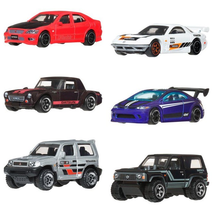 Coffret véhicules miniatures - HOT WHEELS - Street of Japan - Pack de 6 véhicules - Échelle 1/64 - Métal moulé - Multicolor