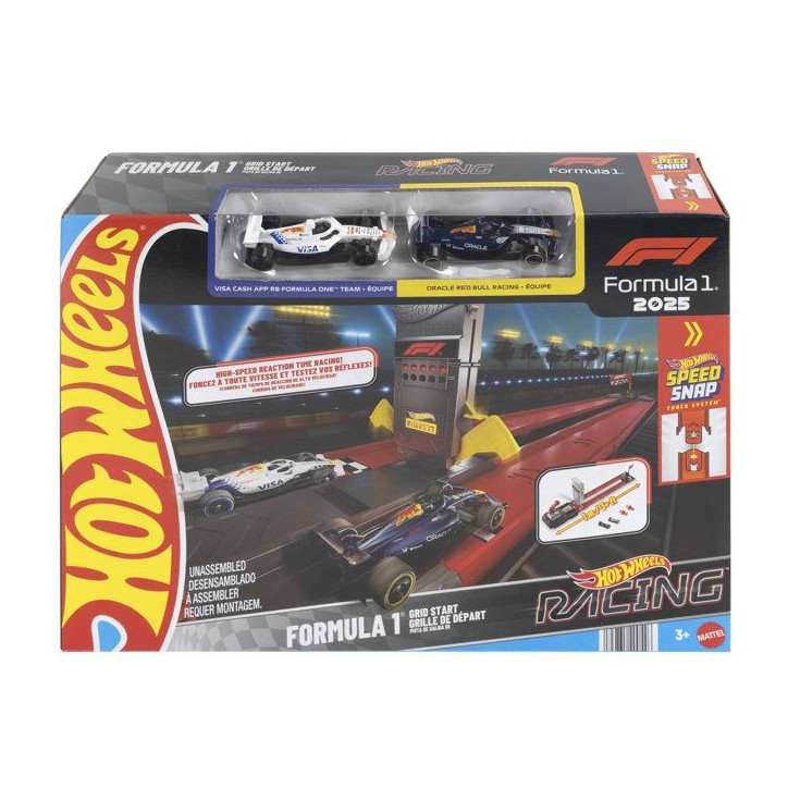 Coffret piste - HOT WHEELS - Piste Grille de Départ Formule 1 - 2 véhicules 1/64 inclus - Lanceurs et feux de départ - Des 3 Coffret piste - HOT WHEELS - Piste Grille de Départ Formule 1 - 2 véhicules 1/64 inclus - Lanceurs et feux de départ - Des 3