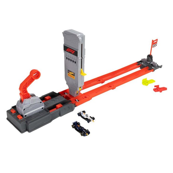 Coffret piste - HOT WHEELS - Piste Grille de Départ Formule 1 - 2 véhicules 1/64 inclus - Lanceurs et feux de départ - Des 3 Coffret piste - HOT WHEELS - Piste Grille de Départ Formule 1 - 2 véhicules 1/64 inclus - Lanceurs et feux de départ - Des 3