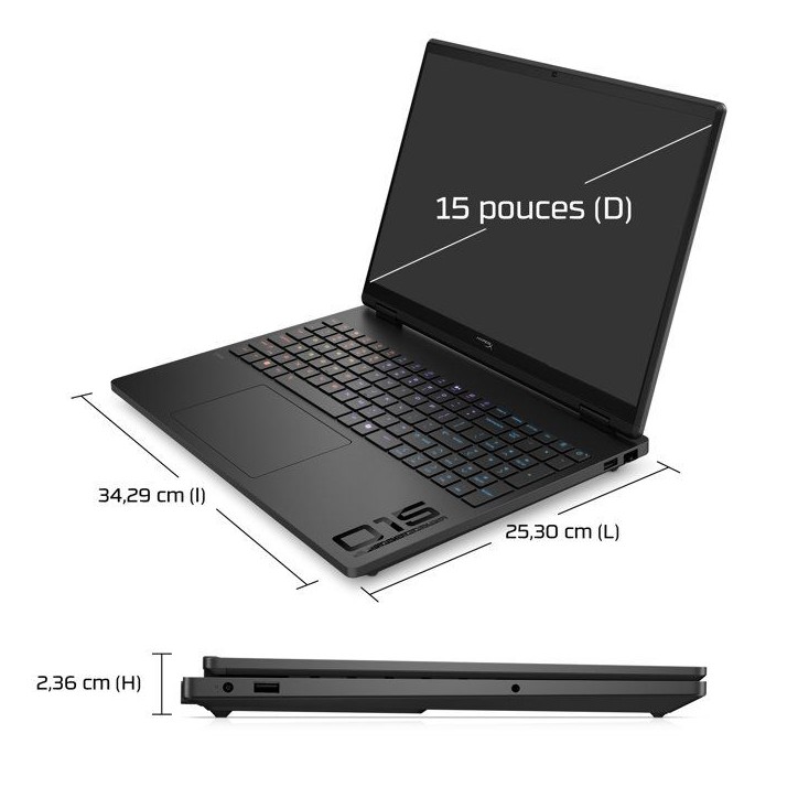 PC Portable Gamer HyperX OMEN 15-gb0007nf - Sans Windows - 15,3 2K 165Hz - RTX 5060 - Ryzen 7 260 - 16Go - 512Go SSD - AZERTY