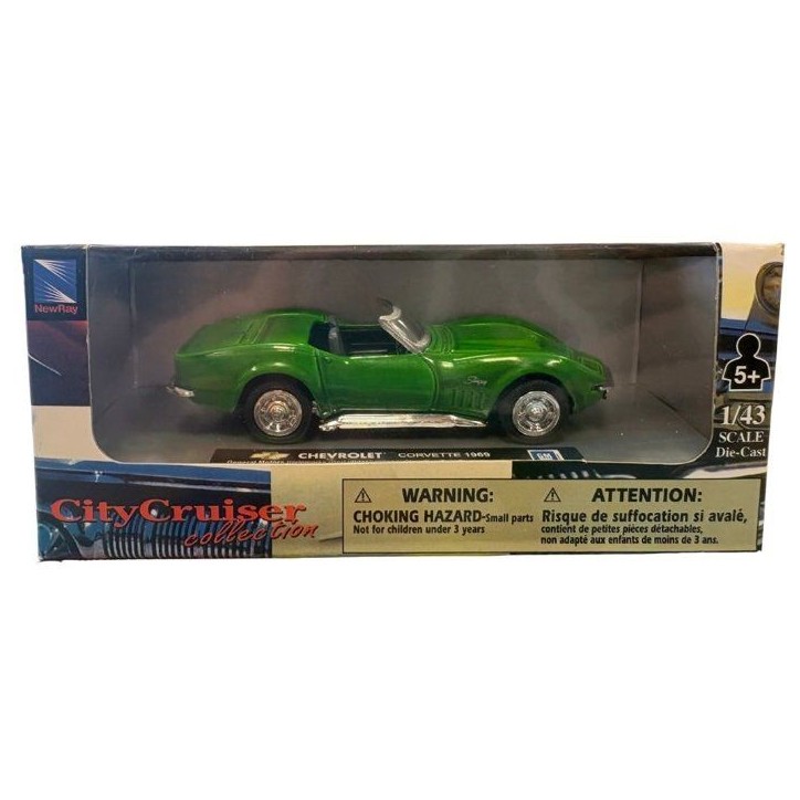Voiture miniature de collection - NEWRAY - Chevrolet Corvette 1969 - Verte - 1/43 Voiture miniature de collection - NEWRAY - Chevrolet Corvette 1969 - Verte - 1/43