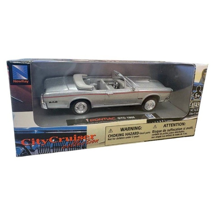 Voiture miniature de collection - NEWRAY - Pontiac GTO 1966 - Gris - 1/43 Voiture miniature de collection - NEWRAY - Pontiac GTO 1966 - Gris - 1/43