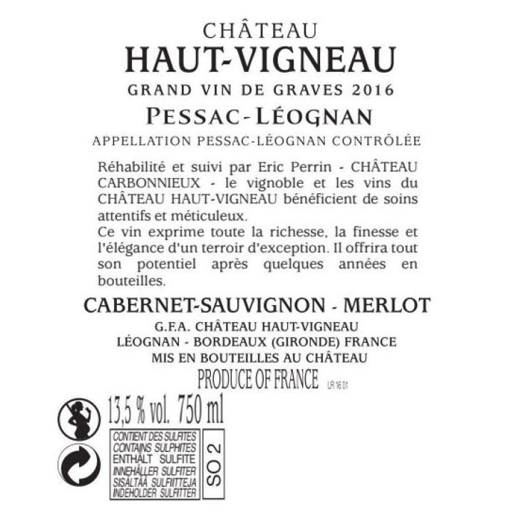 Château Haut-Vigneau 2017 Pessac-Léognan - Vin rouge de Graves