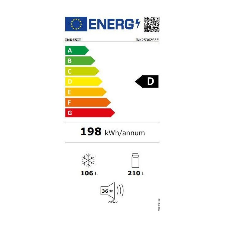 Réfrigérateur combiné congélateur - INDESIT - INK25362S5E - 2 portes - 315 L - 186x60x66 cm - Silver