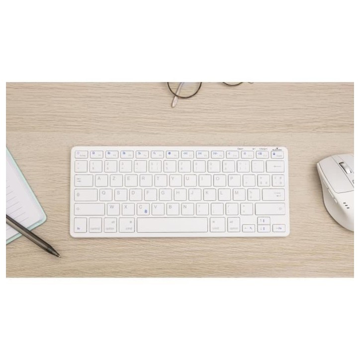 Clavier Sans Fil - BLUESTORK - MINI MAC R - Compact - Rechargeable - Blanc Clavier Sans Fil - BLUESTORK - MINI MAC R - Compact - Rechargeable - Blanc