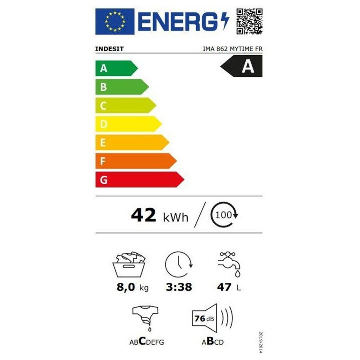 Lave-linge hublot pose libre INDESIT - 8 kg - Induction - L60cm - 1200 trs/min - blanc