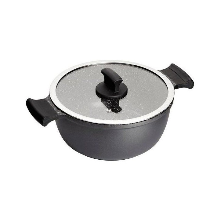 Cocotte - INOXIBAR - Absolut Black 28 cm - aluminium fondu - effet pierre - couvercle verre Cocotte - INOXIBAR - Absolut Black 28 cm - aluminium fondu - effet pierre - couvercle verre