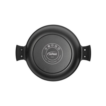 Cocotte - INOXIBAR - Absolut Black 28 cm - aluminium fondu - effet pierre - couvercle verre