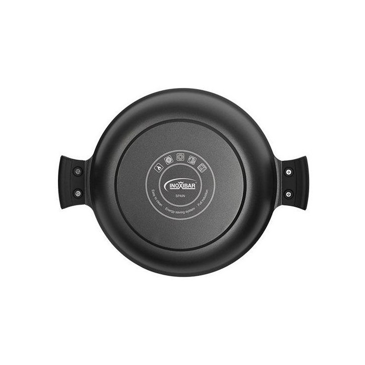 Cocotte - INOXIBAR - Absolut Black 28 cm - aluminium fondu - effet pierre - couvercle verre Cocotte - INOXIBAR - Absolut Black 28 cm - aluminium fondu - effet pierre - couvercle verre