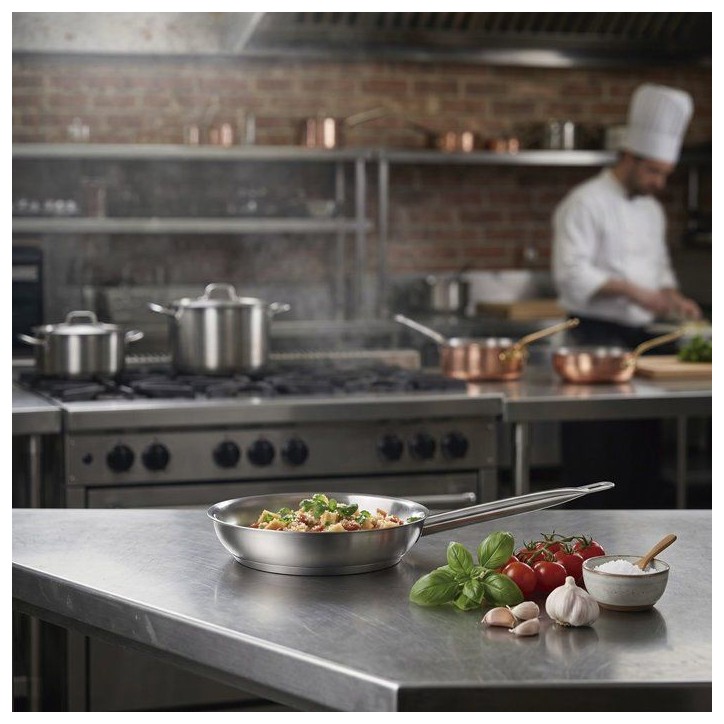 Poele inox - INOXIBAR - 20 cm - acier inoxydable - fond diffuseur - induction Poele inox - INOXIBAR - 20 cm - acier inoxydable - fond diffuseur - induction