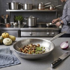 Poele inox - INOXIBAR - 26 cm - acier inoxydable - fond diffuseur - induction