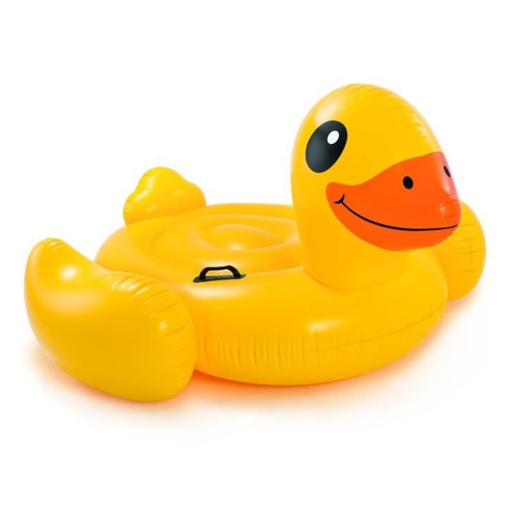 Bouée gonflable Canard Jaune a Chevaucher - INTEX - Jeux de Piscine - 2 poignées de maintien