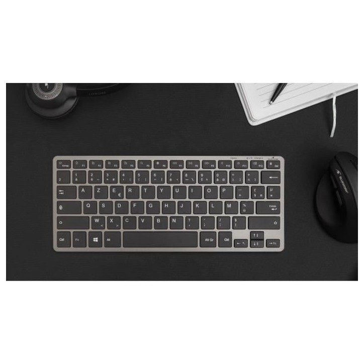 Clavier Sans Fil - BLUESTORK - MINI R - Compact - Rechargeable - Gris/Noir Clavier Sans Fil - BLUESTORK - MINI R - Compact - Rechargeable - Gris/Noir